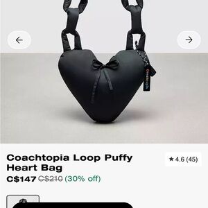 Coach Black Heart-Shaped Bag with Loop Handles